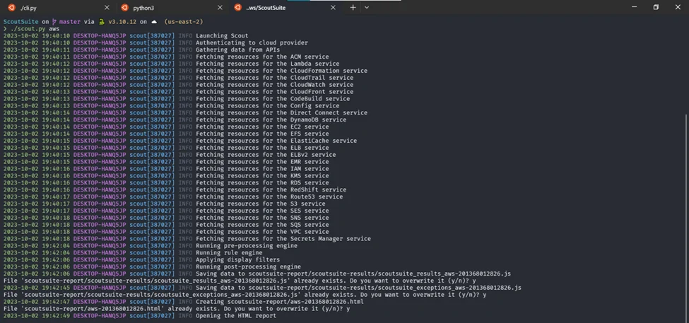 CLI Output of Scout Suite