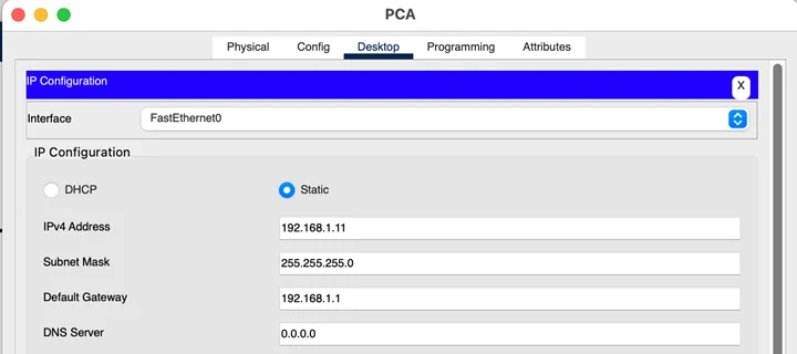 Configure PCA