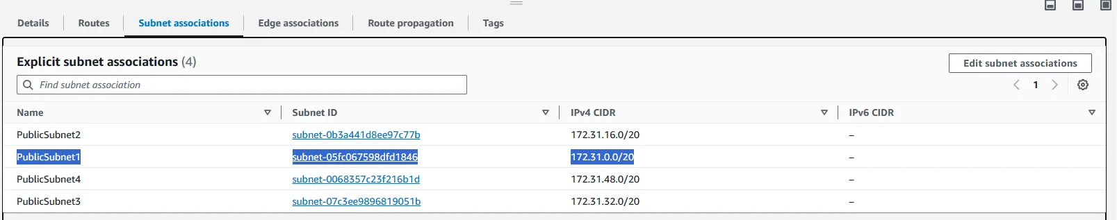 Subnet Associations