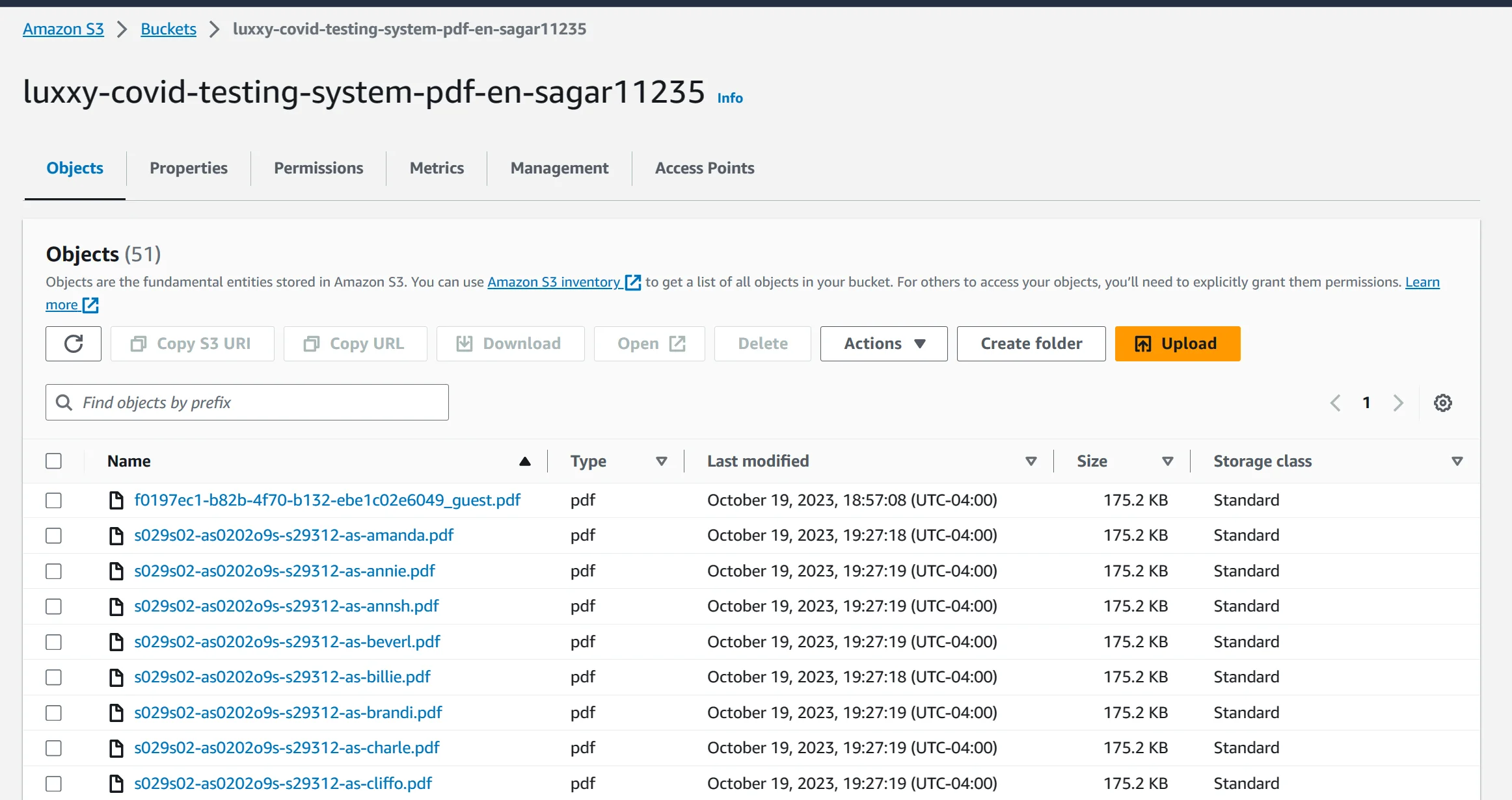 Uploaded file in AWS S3 Bucket